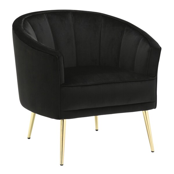 Lumisource Tania Accent Chair in Gold Metal and Black Velvet - CHR-TANIA AU+BK