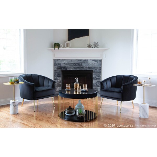 Lumisource Tania Accent Chair in Gold Metal and Black Velvet - CHR-TANIA AU+BK