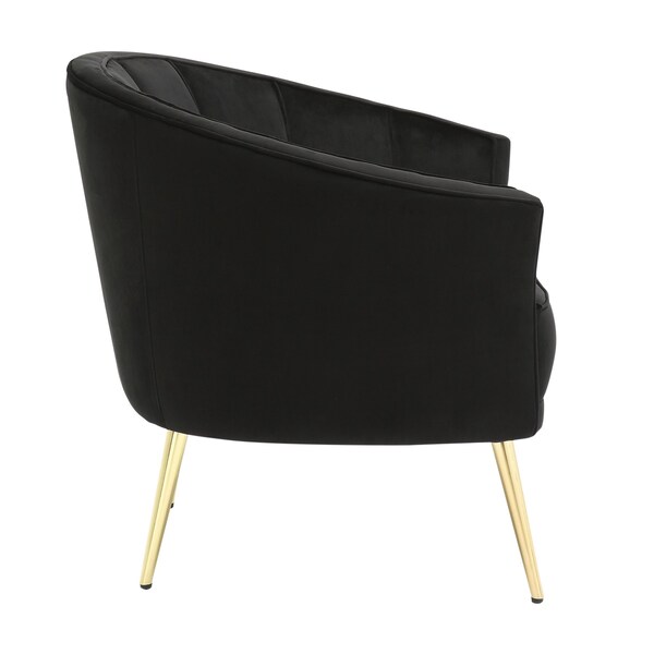 Lumisource Tania Accent Chair in Gold Metal and Black Velvet - CHR-TANIA AU+BK