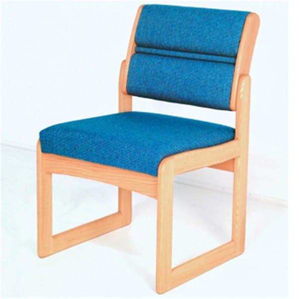 Wooden Mallet Valley Armless Guest Chair in Light Oak - Powder Blue - DW2-1LOPB