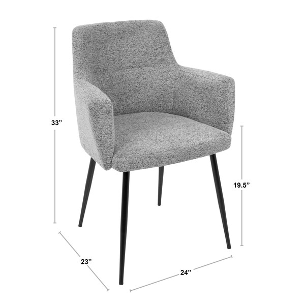 Lumisource Andrew Dining/Accent Chair in Chrome and Grey Faux Leather, PK 2 - CH-ANDRW GY2