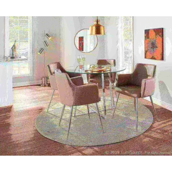 Lumisource Andrew Dining/Accent Chair in Chrome and Grey Faux Leather, PK 2 - CH-ANDRW GY2