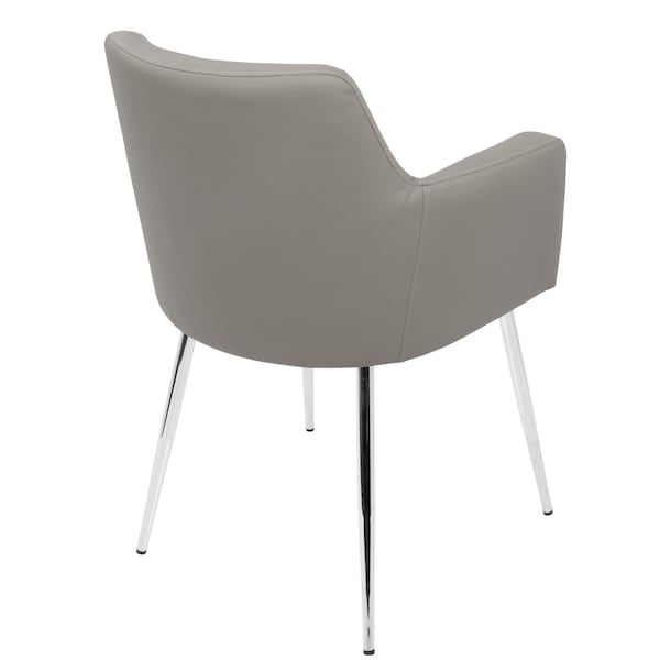 Lumisource Andrew Dining/Accent Chair in Chrome and Grey Faux Leather, PK 2 - CH-ANDRW GY2