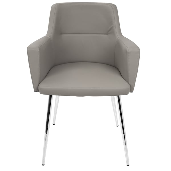 Lumisource Andrew Dining/Accent Chair in Chrome and Grey Faux Leather, PK 2 - CH-ANDRW GY2