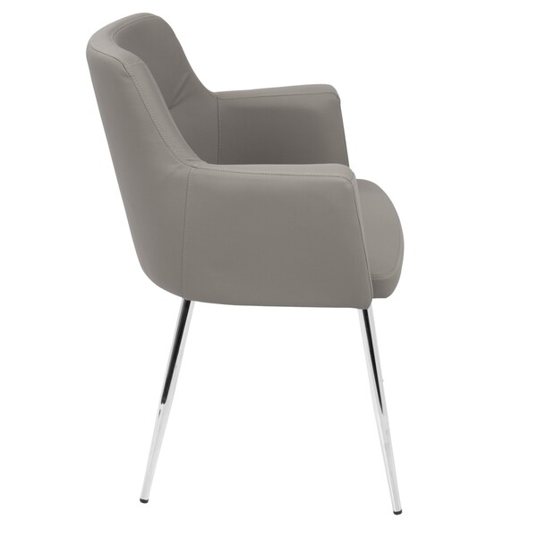 Lumisource Andrew Dining/Accent Chair in Chrome and Grey Faux Leather, PK 2 - CH-ANDRW GY2
