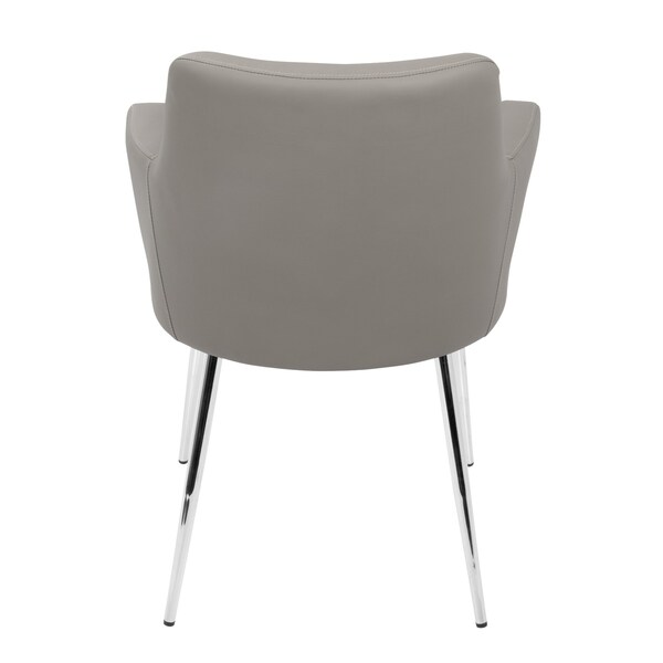 Lumisource Andrew Dining/Accent Chair in Chrome and Grey Faux Leather, PK 2 - CH-ANDRW GY2