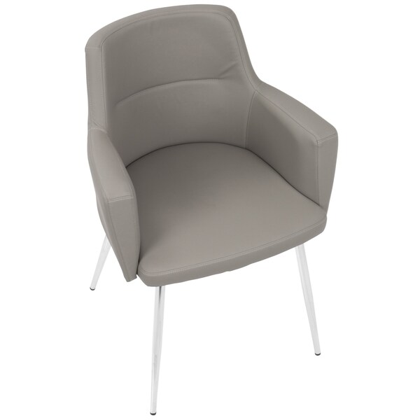 Lumisource Andrew Dining/Accent Chair in Chrome and Grey Faux Leather, PK 2 - CH-ANDRW GY2