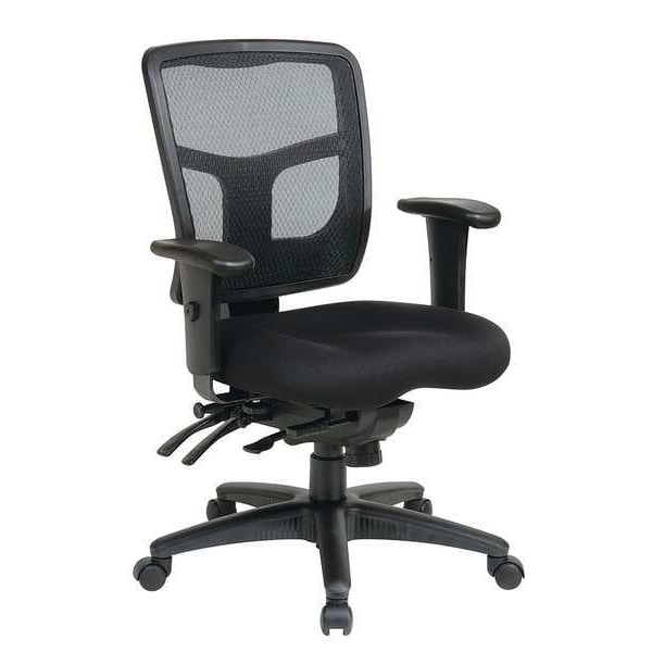Office Star Managerial Chair Desk Chair, Adjustable Arms, 18-1/4" to 22" Height, Fabric, Black - 92893-30