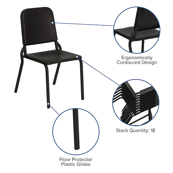 Flash Furniture Melody Band/Music Chair, Stackable, Blk - HF-MUSIC-GG