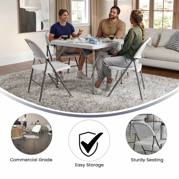 Flash Furniture White Plastic Folding Chair - DAD-YCD-70-WH-GG