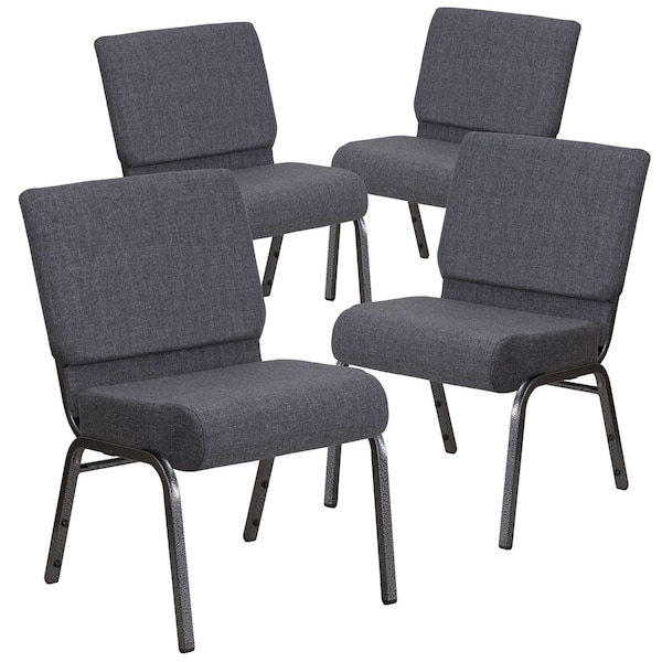 Flash Furniture Dark Gray Fabric Church Chair - 4-FD-CH0221-4-SV-DKGY-GG
