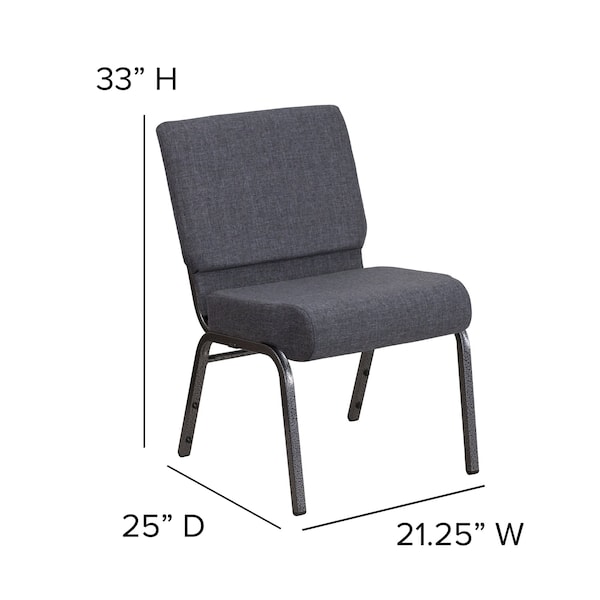 Flash Furniture Dark Gray Fabric Church Chair - 4-FD-CH0221-4-SV-DKGY-GG