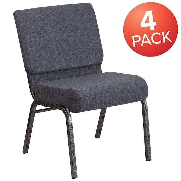 Flash Furniture Dark Gray Fabric Church Chair - 4-FD-CH0221-4-SV-DKGY-GG