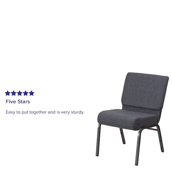 Flash Furniture Dark Gray Fabric Church Chair - 4-FD-CH0221-4-SV-DKGY-GG