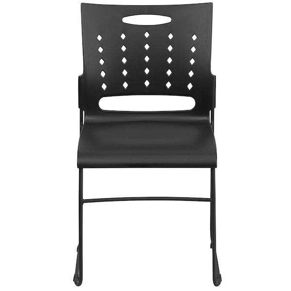 Flash Furniture Stack Chair, Plastic, Black, 17.50" H - RUT-2-BK-GG