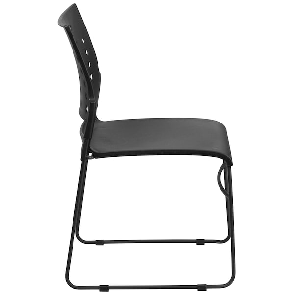 Flash Furniture Stack Chair, Plastic, Black, 17.50" H - RUT-2-BK-GG