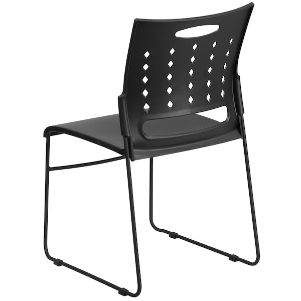 Flash Furniture Stack Chair, Plastic, Black, 17.50" H - RUT-2-BK-GG