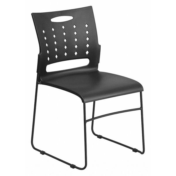 Flash Furniture Stack Chair, Plastic, Black, 17.50" H - RUT-2-BK-GG