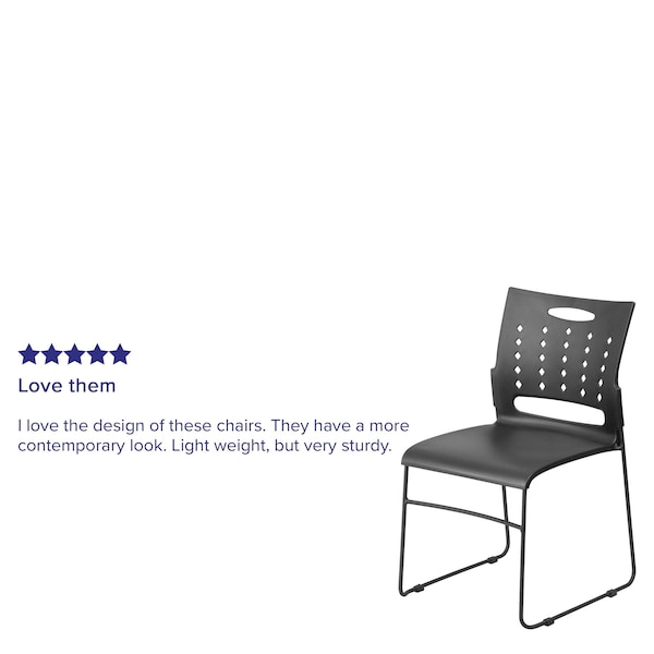 Flash Furniture Stack Chair, Plastic, Black, 17.50" H - RUT-2-BK-GG