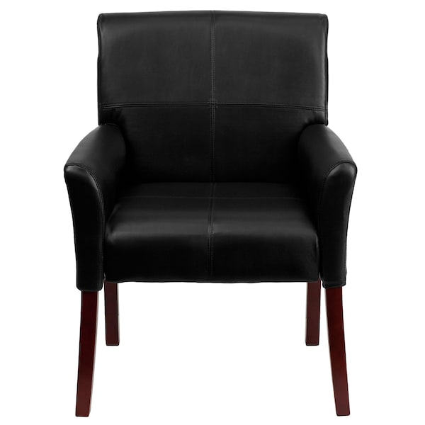 Flash Furniture Contemporary Executive Side Reception Chair, Black Seat, Wood Back, 26 1/2" W 23" L 35-1/4" H - BT-353-BK-LEA-GG