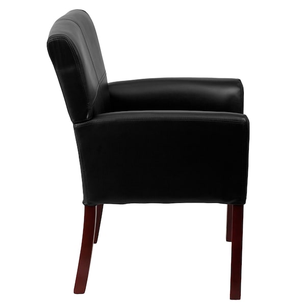 Flash Furniture Contemporary Executive Side Reception Chair, Black Seat, Wood Back, 26 1/2" W 23" L 35-1/4" H - BT-353-BK-LEA-GG
