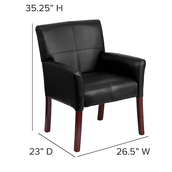 Flash Furniture Contemporary Executive Side Reception Chair, Black Seat, Wood Back, 26 1/2" W 23" L 35-1/4" H - BT-353-BK-LEA-GG