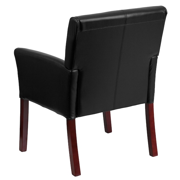 Flash Furniture Contemporary Executive Side Reception Chair, Black Seat, Wood Back, 26 1/2" W 23" L 35-1/4" H - BT-353-BK-LEA-GG
