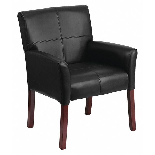 Flash Furniture Contemporary Executive Side Reception Chair, Black Seat, Wood Back, 26 1/2" W 23" L 35-1/4" H - BT-353-BK-LEA-GG