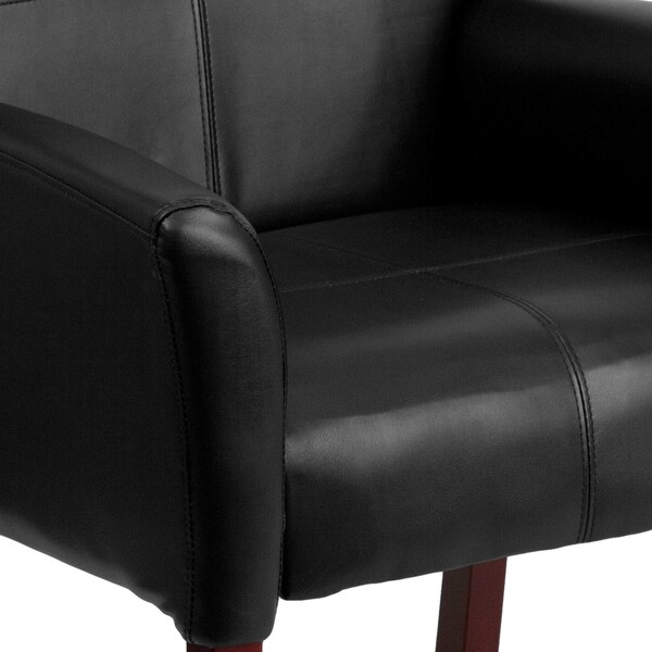 Flash Furniture Contemporary Executive Side Reception Chair, Black Seat, Wood Back, 26 1/2" W 23" L 35-1/4" H - BT-353-BK-LEA-GG