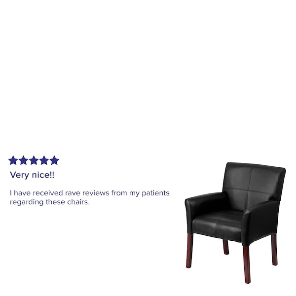 Flash Furniture Contemporary Executive Side Reception Chair, Black Seat, Wood Back, 26 1/2" W 23" L 35-1/4" H - BT-353-BK-LEA-GG