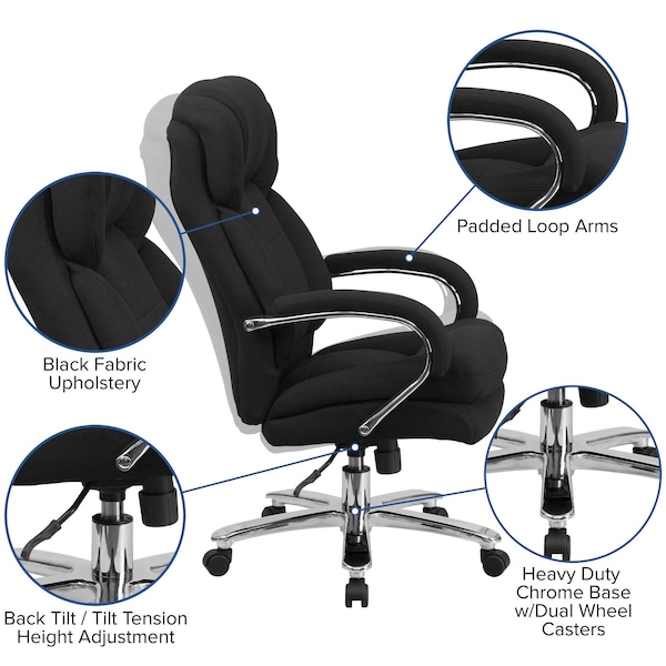 Flash Furniture Hercules Office Chair, Black Seat, Gray Back, 28 in W 31" L 49" H, Padded Loop, Fabric Seat - GO-2078-GG