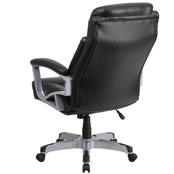 Flash Furniture Hercules Office Chair, Black Seat, Black Back, 28 1/2 in W 35" L 49-1/2" H, Padded, Leather Seat - GO-1850-1-LEA-GG