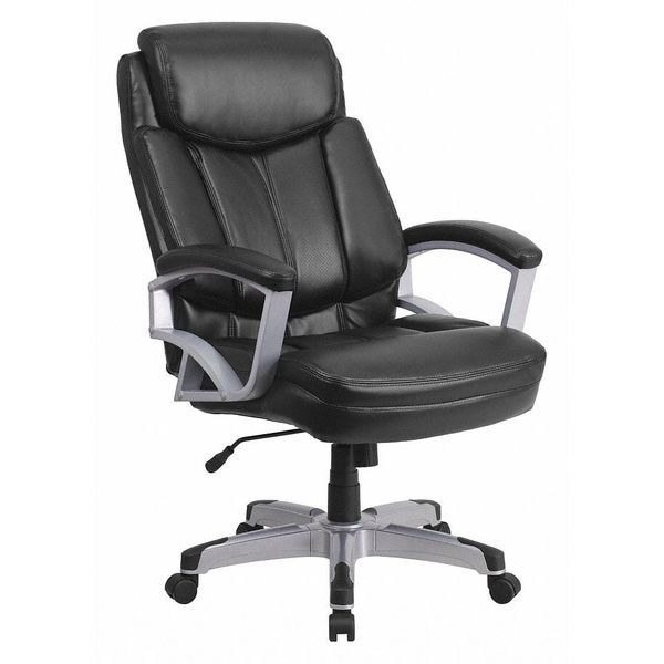 Flash Furniture Hercules Office Chair, Black Seat, Black Back, 28 1/2 in W 35" L 49-1/2" H, Padded, Leather Seat - GO-1850-1-LEA-GG