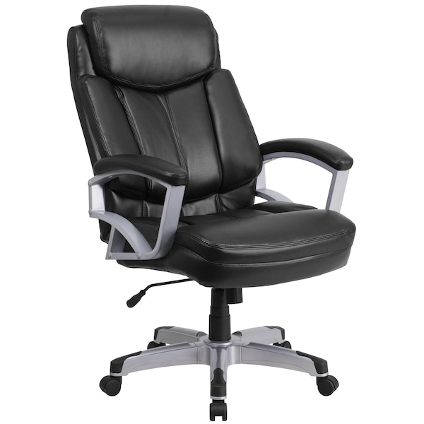 Flash Furniture Hercules Office Chair, Black Seat, Black Back, 28 1/2 in W 35" L 49-1/2" H, Padded, Leather Seat - GO-1850-1-LEA-GG