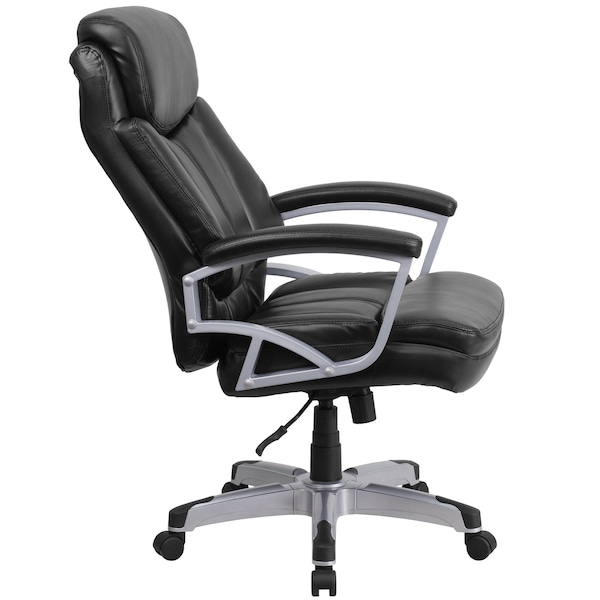 Flash Furniture Hercules Office Chair, Black Seat, Black Back, 28 1/2 in W 35" L 49-1/2" H, Padded, Leather Seat - GO-1850-1-LEA-GG