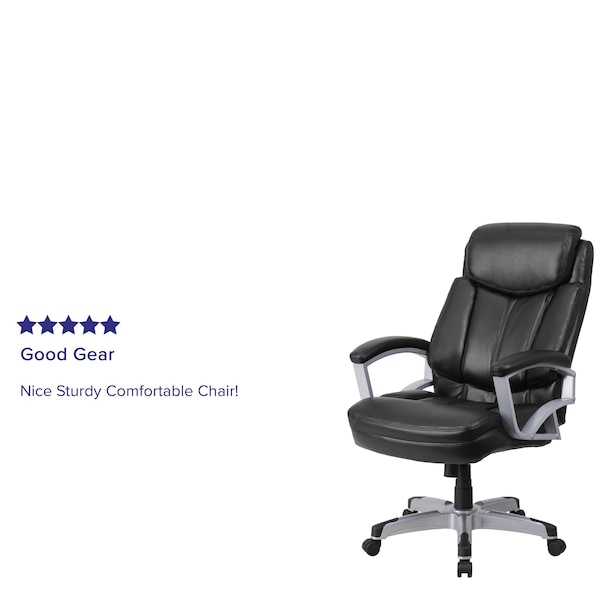 Flash Furniture Hercules Office Chair, Black Seat, Black Back, 28 1/2 in W 35" L 49-1/2" H, Padded, Leather Seat - GO-1850-1-LEA-GG