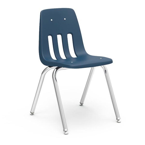 Virco 9000 Series 18" Classroom Chair, 5th Grade - Adult with Nylon Glides - Navy Seat - 9018