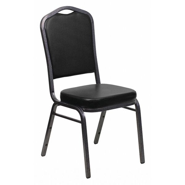 Flash Furniture Hercules Banquet Chair, Black Back, 17-1/4 in W 20-1/4" L 38" H, Vinyl Seat - FD-C01-SILVERVEIN-BK-VY-GG