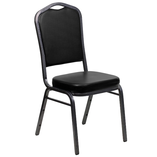 Flash Furniture Hercules Banquet Chair, Black Back, 17-1/4 in W 20-1/4" L 38" H, Vinyl Seat - FD-C01-SILVERVEIN-BK-VY-GG