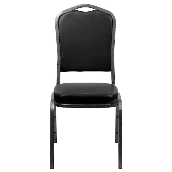 Flash Furniture Hercules Banquet Chair, Black Back, 17-1/4 in W 20-1/4" L 38" H, Vinyl Seat - FD-C01-SILVERVEIN-BK-VY-GG