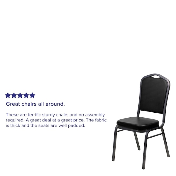 Flash Furniture Hercules Banquet Chair, Black Back, 17-1/4 in W 20-1/4" L 38" H, Vinyl Seat - FD-C01-SILVERVEIN-BK-VY-GG