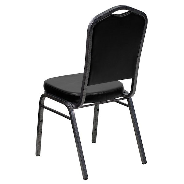 Flash Furniture Hercules Banquet Chair, Black Back, 17-1/4 in W 20-1/4" L 38" H, Vinyl Seat - FD-C01-SILVERVEIN-BK-VY-GG