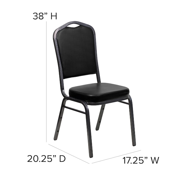 Flash Furniture Hercules Banquet Chair, Black Back, 17-1/4 in W 20-1/4" L 38" H, Vinyl Seat - FD-C01-SILVERVEIN-BK-VY-GG