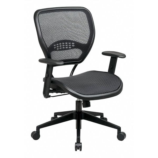 Office Star Task Chair Desk Chair, Adjustable Arms, 18" to 22-1/4" Height, Mesh, Black - 5560