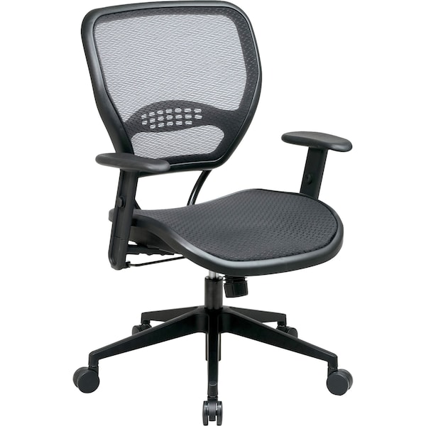 Office Star Task Chair Desk Chair, Adjustable Arms, 18" to 22-1/4" Height, Mesh, Black - 5560