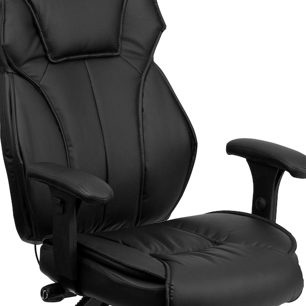 Flash Furniture Contemporary Chair Black High Back Exec Chair, Adjustable Arms, 17-1/2" to 21" Height, Leather - BT-9835H-GG