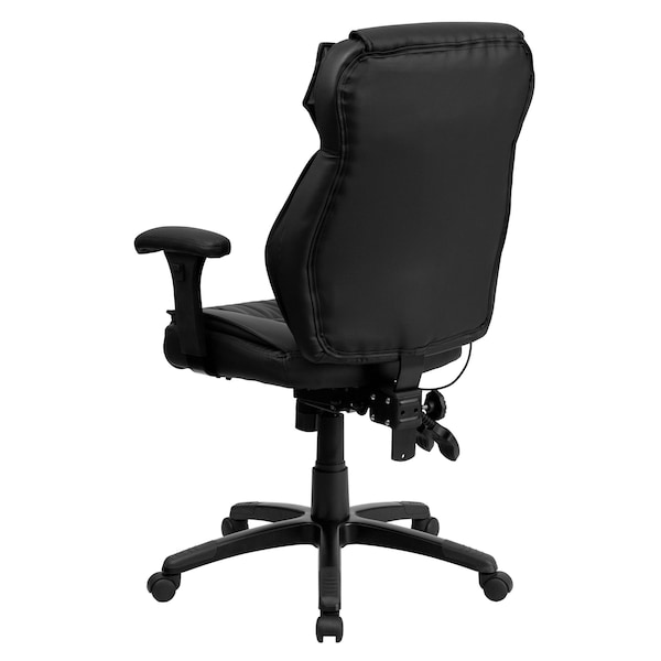 Flash Furniture Contemporary Chair Black High Back Exec Chair, Adjustable Arms, 17-1/2" to 21" Height, Leather - BT-9835H-GG