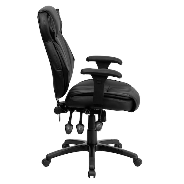 Flash Furniture Contemporary Chair Black High Back Exec Chair, Adjustable Arms, 17-1/2" to 21" Height, Leather - BT-9835H-GG