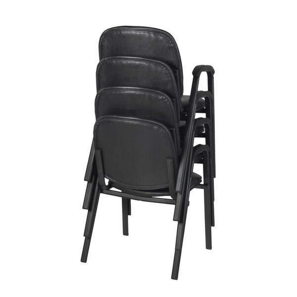 Ace Regency Ace Vinyl Guest Stacking Chair with Arms (4 pack)- Black - 2125LBK4PK