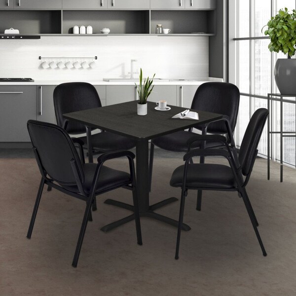 Ace Regency Ace Vinyl Guest Stacking Chair with Arms (4 pack)- Black - 2125LBK4PK